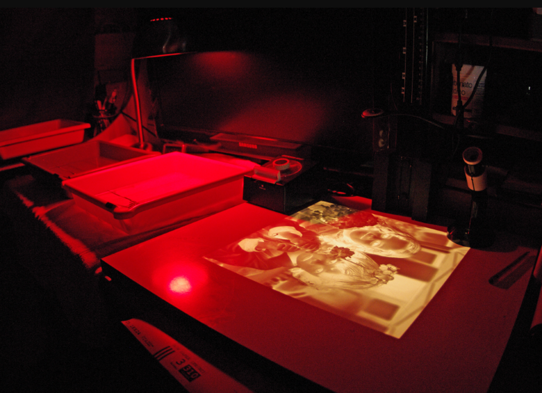 photographer’s equipment in a darkroom